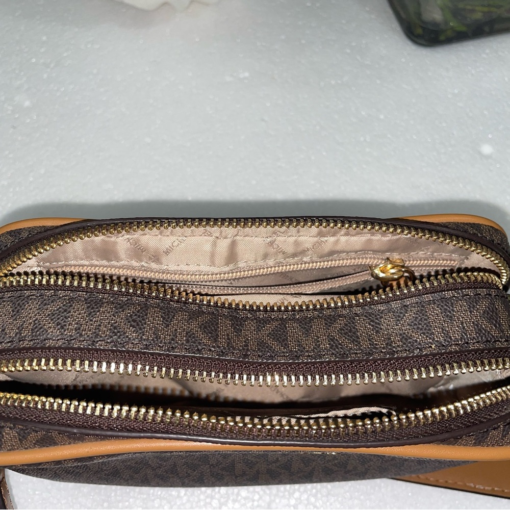 Michael Kors Monogram Crossbody in Brown and Gold - Picture 10 of 13